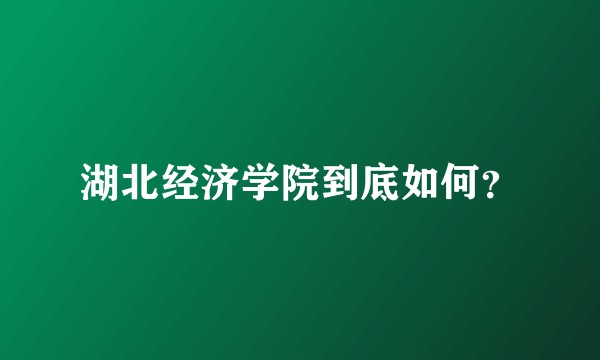 湖北经济学院到底如何?