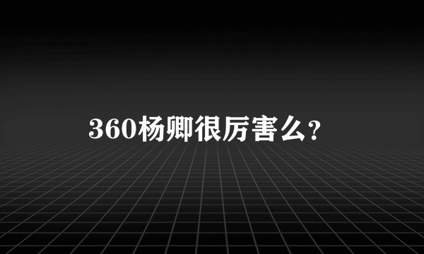 360杨卿很厉害么？