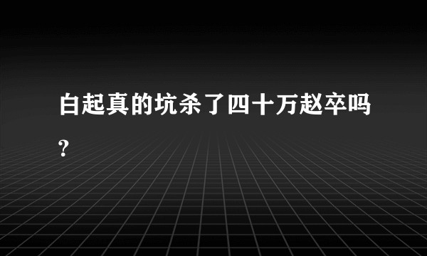 白起真的坑杀了四十万赵卒吗？