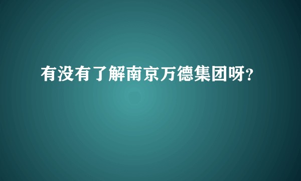 有没有了解南京万德集团呀？