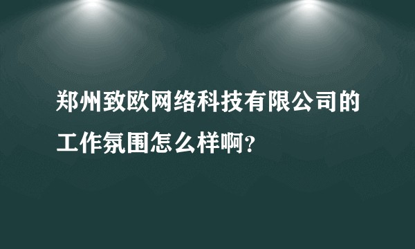 郑州致欧网络科技有限公司的工作氛围怎么样啊？