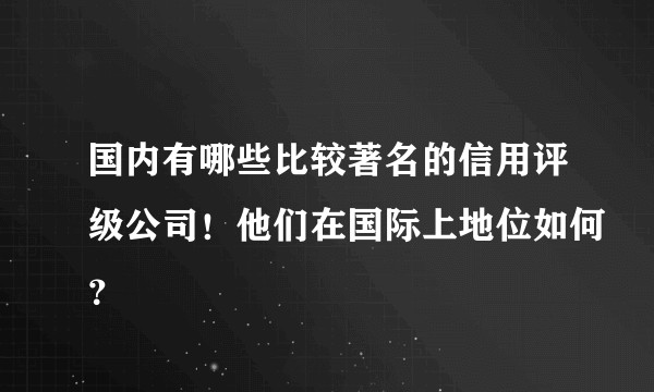 国内有哪些比较著名的信用评级公司！他们在国际上地位如何？
