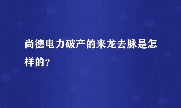 尚德电力破产的来龙去脉是怎样的?