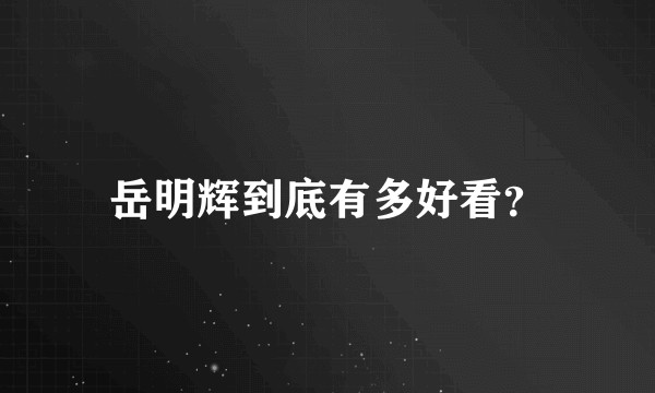 岳明辉到底有多好看？