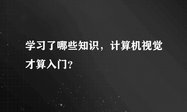 学习了哪些知识，计算机视觉才算入门？