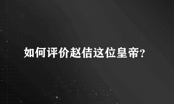 如何评价赵佶这位皇帝？