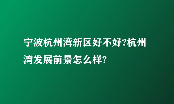 宁波杭州湾新区好不好?杭州湾发展前景怎么样?