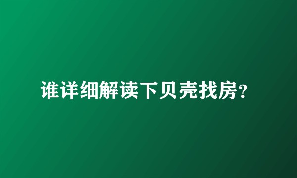 谁详细解读下贝壳找房？