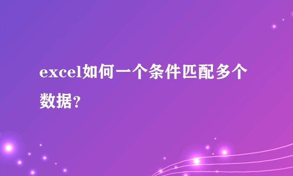 excel如何一个条件匹配多个数据？