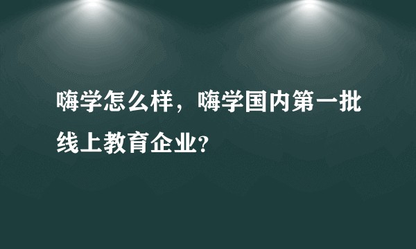 嗨学怎么样，嗨学国内第一批线上教育企业？