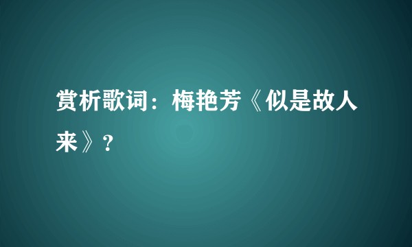 赏析歌词：梅艳芳《似是故人来》？