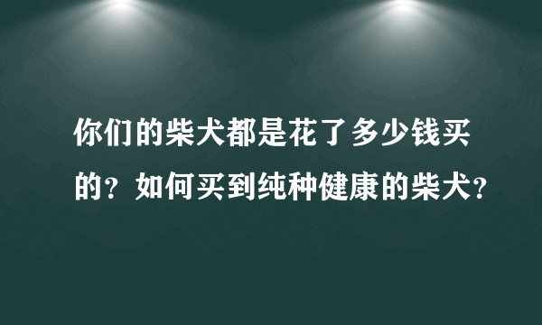 你们的柴犬都是花了多少钱买的？如何买到纯种健康的柴犬？