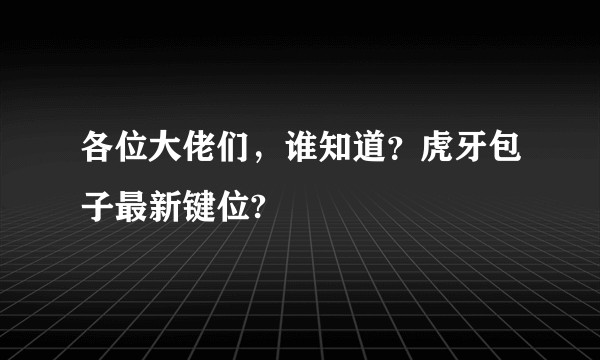 各位大佬们，谁知道？虎牙包子最新键位?
