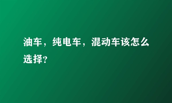 油车，纯电车，混动车该怎么选择？