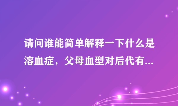 请问谁能简单解释一下什么是溶血症，父母血型对后代有什么影响？