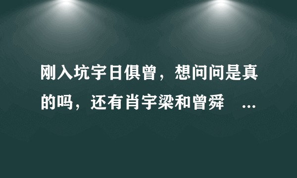 刚入坑宇日俱曾，想问问是真的吗，还有肖宇梁和曾舜晞的黑料是真的吗?