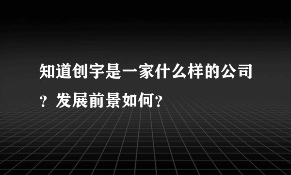 知道创宇是一家什么样的公司？发展前景如何？