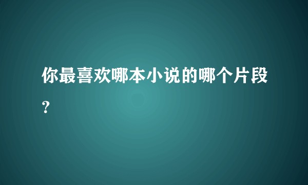 你最喜欢哪本小说的哪个片段？