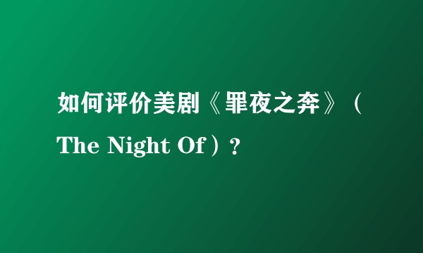 如何评价美剧《罪夜之奔》（The Night Of）？