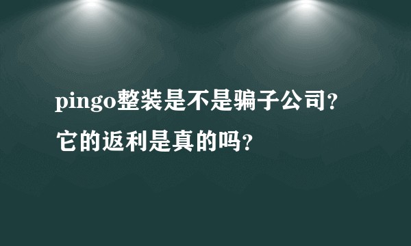 pingo整装是不是骗子公司？它的返利是真的吗？