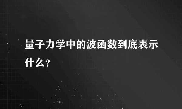 量子力学中的波函数到底表示什么？