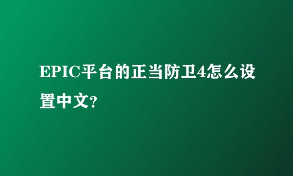 EPIC平台的正当防卫4怎么设置中文？