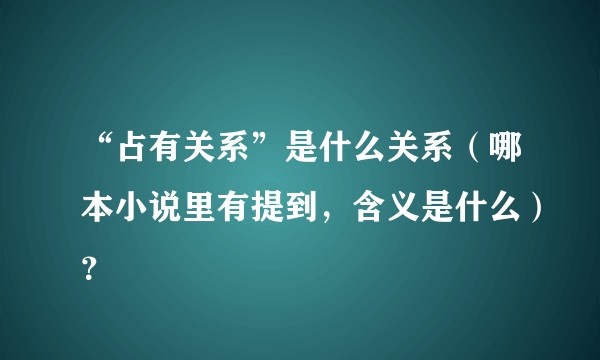 “占有关系”是什么关系（哪本小说里有提到，含义是什么）？