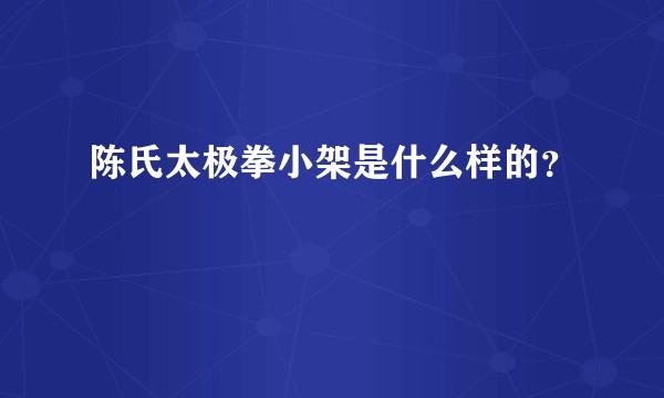 陈氏太极拳小架是什么样的？