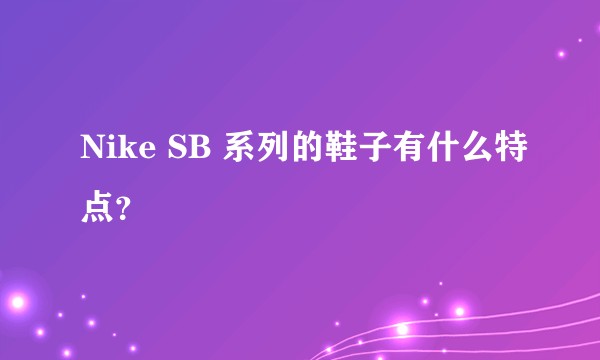 Nike SB 系列的鞋子有什么特点？