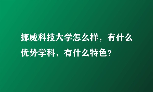 挪威科技大学怎么样，有什么优势学科，有什么特色？