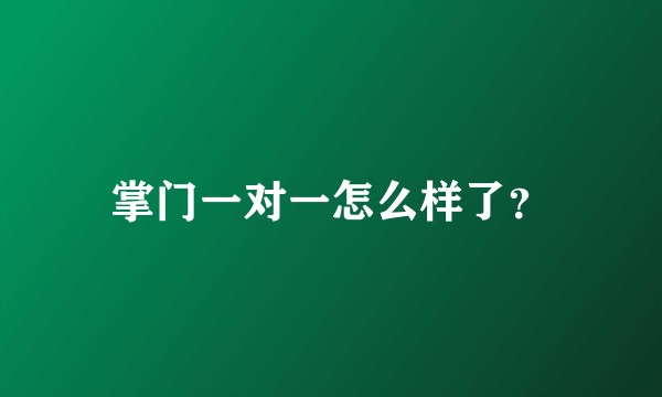 掌门一对一怎么样了？