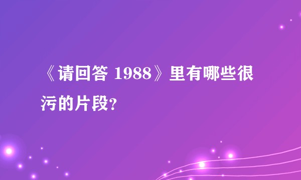《请回答 1988》里有哪些很污的片段？