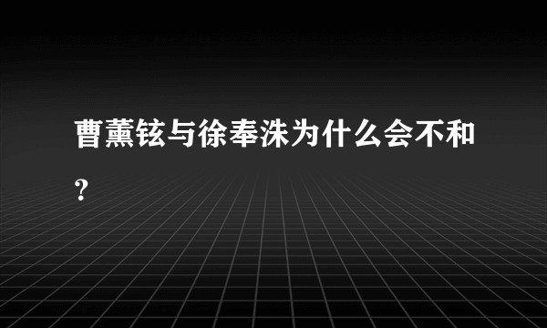 曹薰铉与徐奉洙为什么会不和？