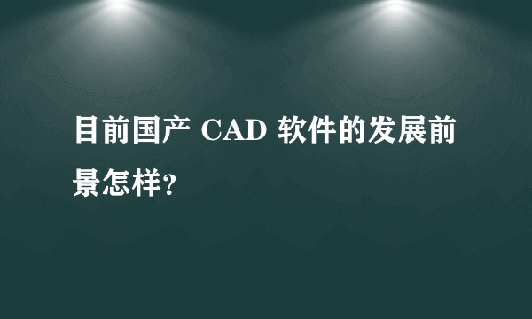 目前国产 CAD 软件的发展前景怎样？