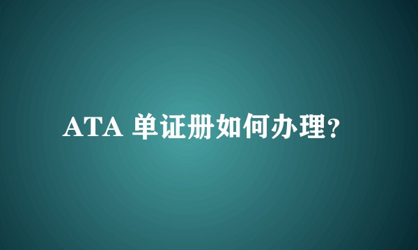 ATA 单证册如何办理？