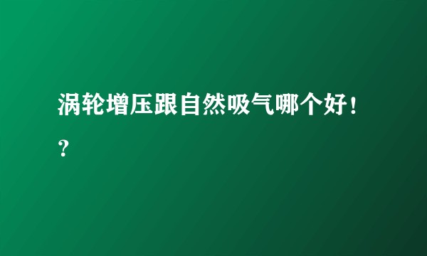 涡轮增压跟自然吸气哪个好！？