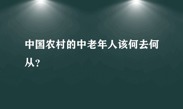 中国农村的中老年人该何去何从？
