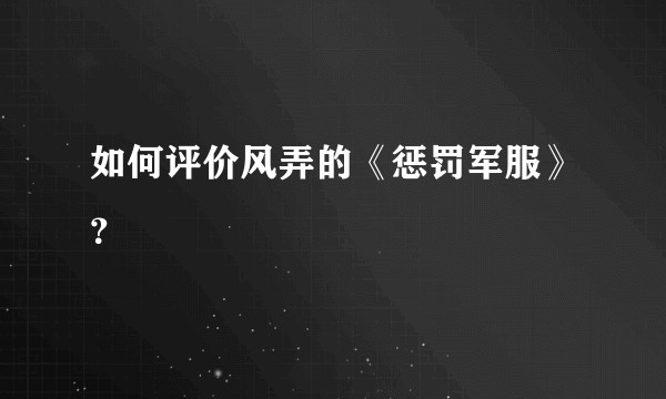 如何评价风弄的《惩罚军服》？