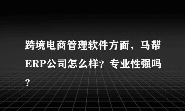 跨境电商管理软件方面，马帮ERP公司怎么样？专业性强吗？