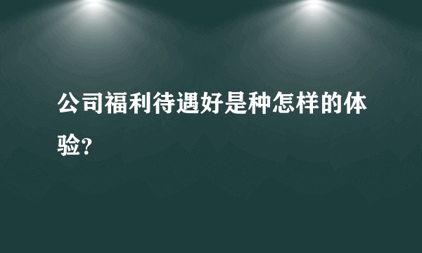 公司福利待遇好是种怎样的体验？