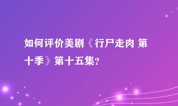 如何评价美剧《行尸走肉 第十季》第十五集？