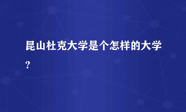 昆山杜克大学是个怎样的大学？