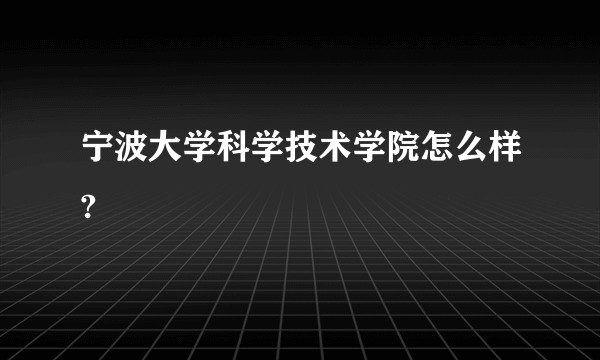 宁波大学科学技术学院怎么样?