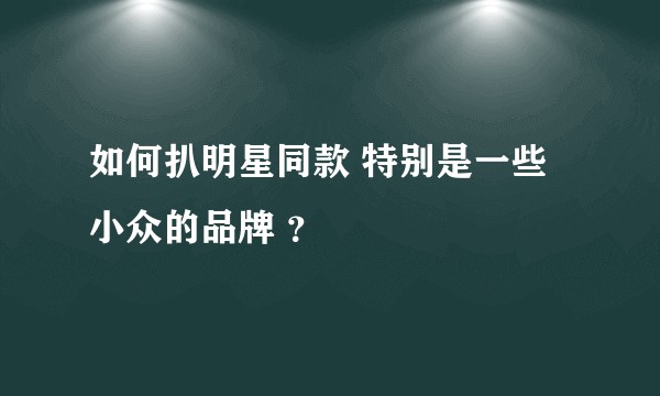 如何扒明星同款 特别是一些小众的品牌 ?