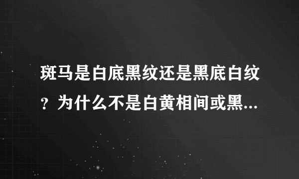 斑马是白底黑纹还是黑底白纹？为什么不是白黄相间或黑黄相间的条纹呢？