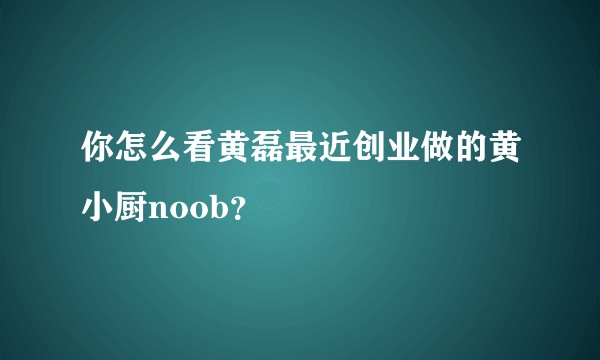 你怎么看黄磊最近创业做的黄小厨noob?