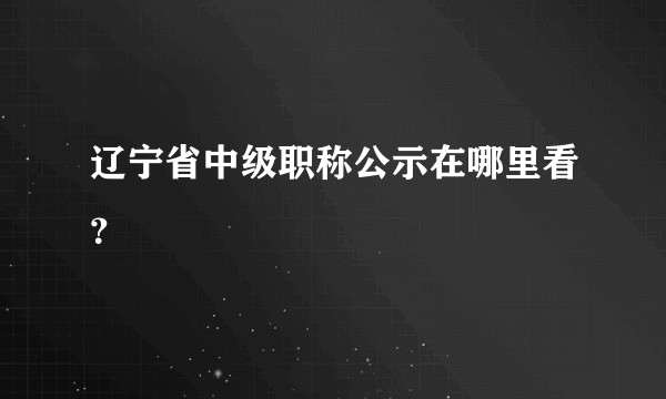 辽宁省中级职称公示在哪里看？