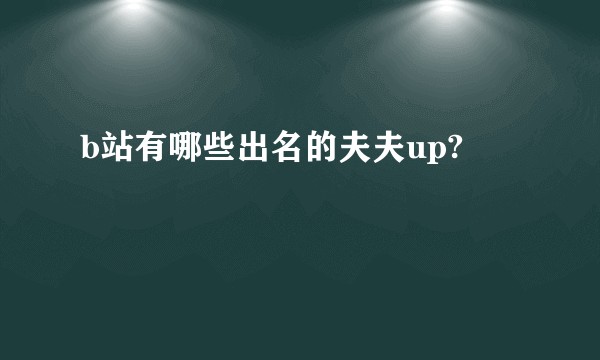 b站有哪些出名的夫夫up?