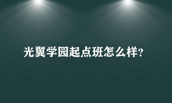 光翼学园起点班怎么样?