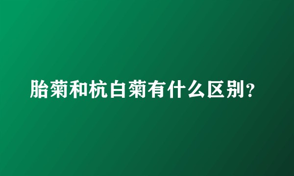 胎菊和杭白菊有什么区别？